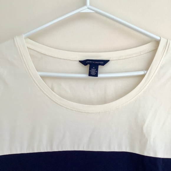Tommy Hilfiger White and Navy Scoop Neck Top - Picture 4 of 5